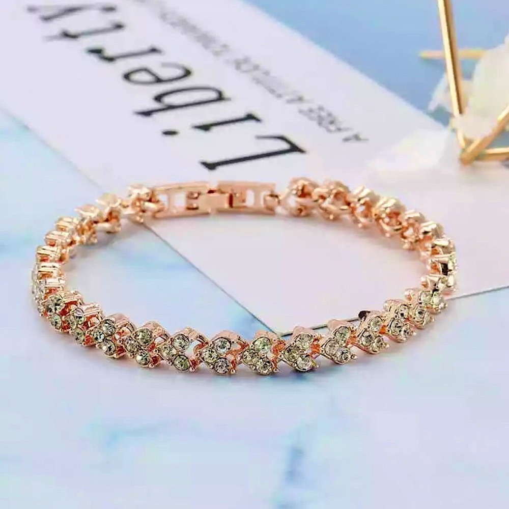 Elegant Rose Gold Bracelet with Crystals Fashion Luxury Rose Gold Plated Zircon